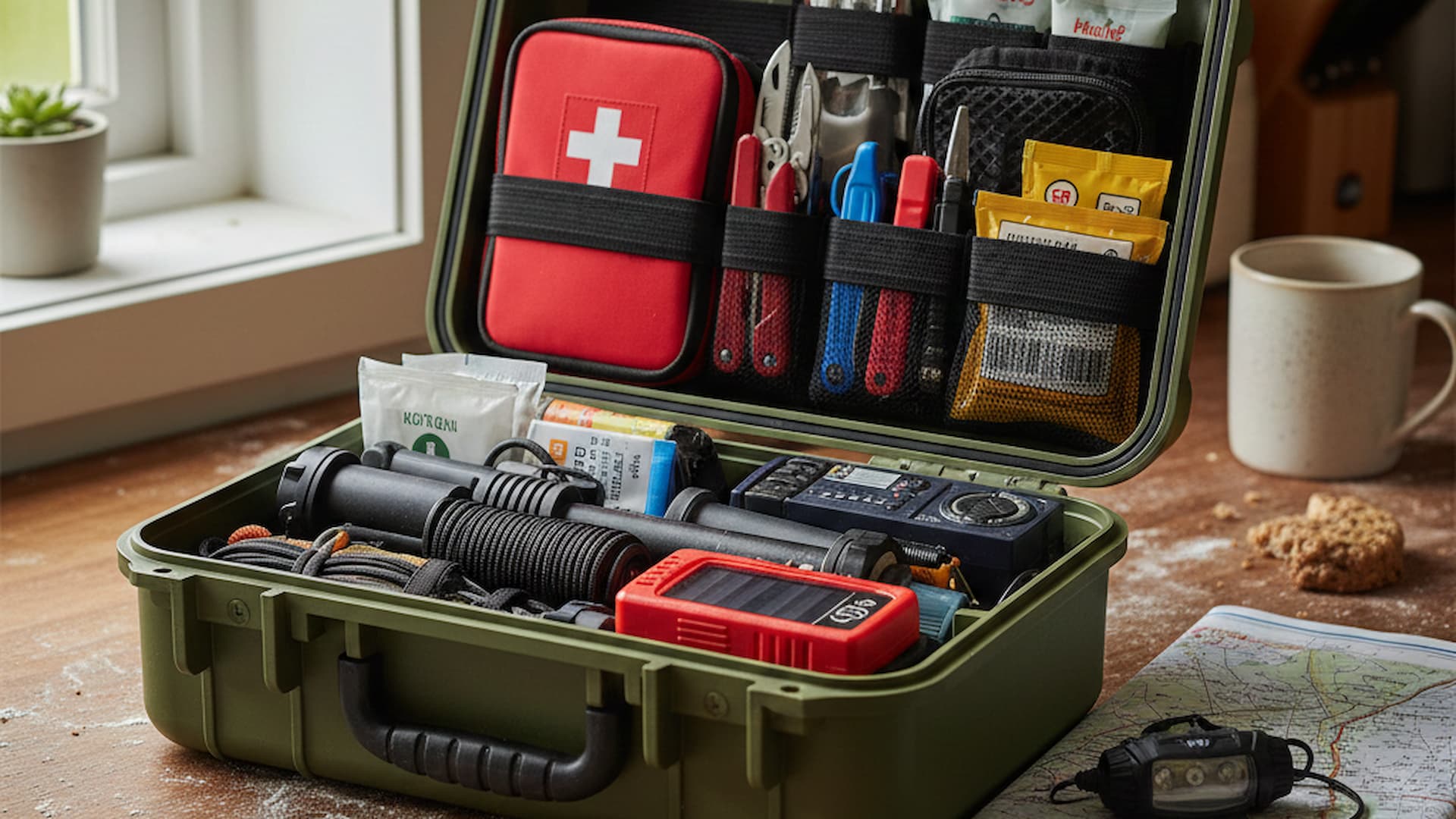 Professional survival kit with essential emergency supplies including ...